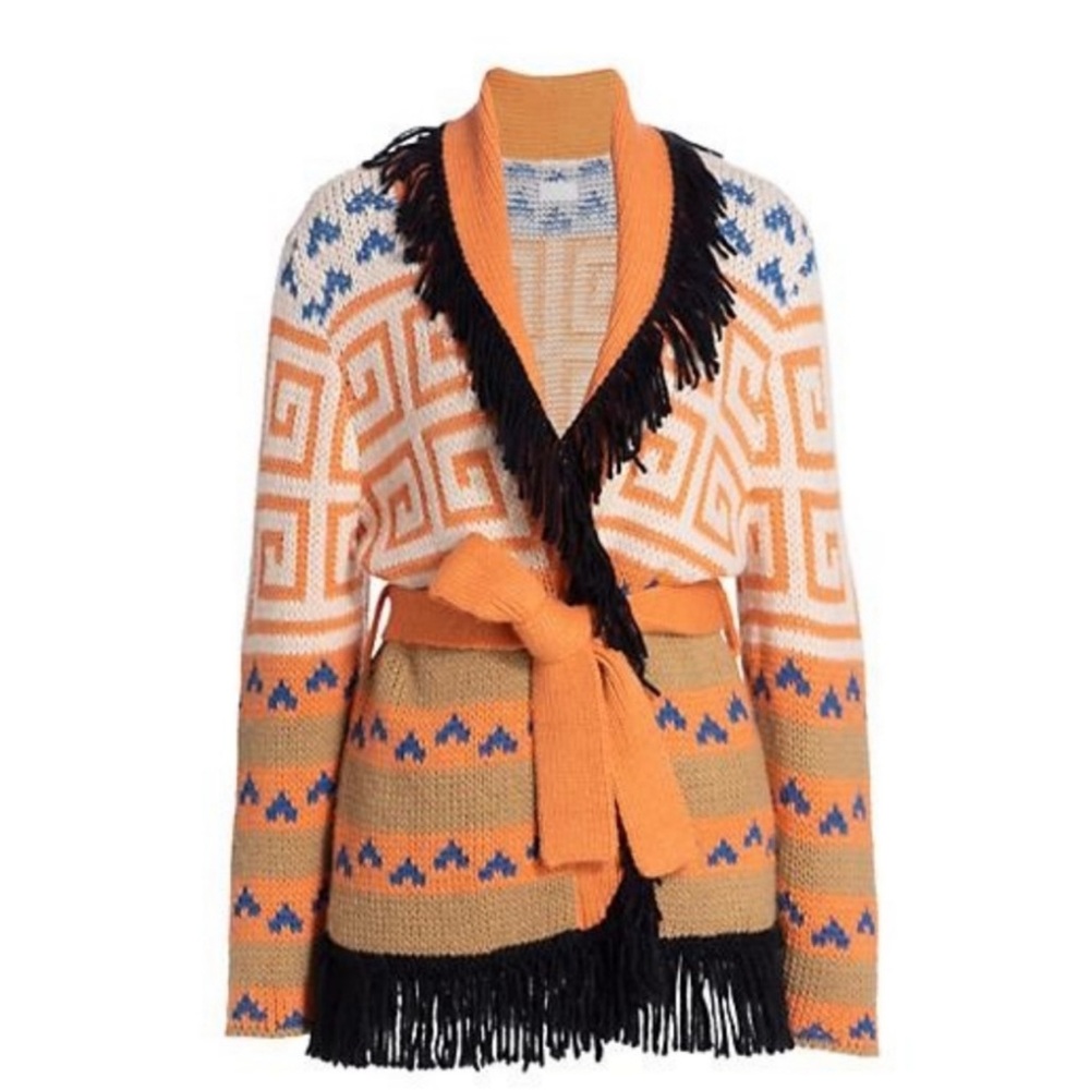 Mother Belted Cardigan with Fringe